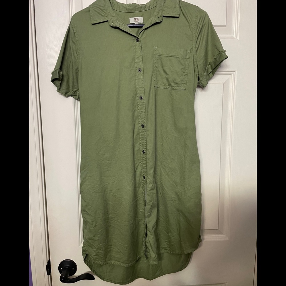 Green button down dress